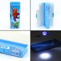 Pencil Box with Sharpner & LED Lamp Light , 2-Sided Cartoon Printed Case for School, Birthday Gift for Kids - Art Plastic Pencil Case (Random Design). 