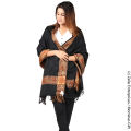 Black Kashmiri Stoler For Girls 4 Border Pashmina Stole Muffler Shawl For Women - Mominas. 