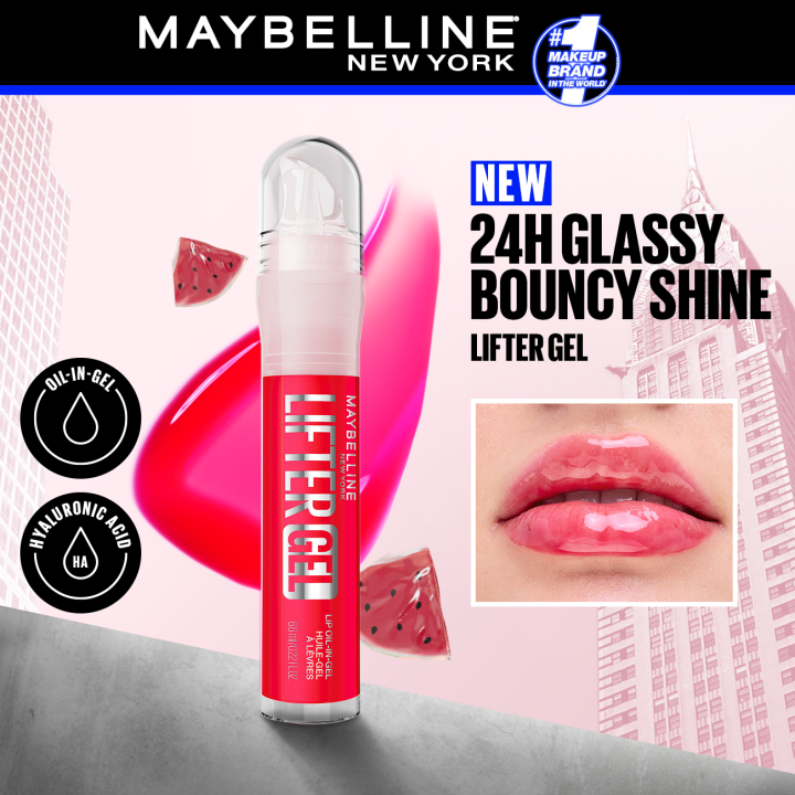 Maybelline New York Lifter Gel™ Oil-in-Gel Lip Gloss Infused with Hyaluronic Acid Melon-ade
