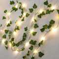 1Pc Artificial Plant Leaves Bail With Fairy Lights Battery Operate 7Ft Artificial Leaves Bail With 1Ft Fairy Light String Length  Leaves Garland With LED Lights For Room Decor  Wall Hanging Decor Home Decoration. 