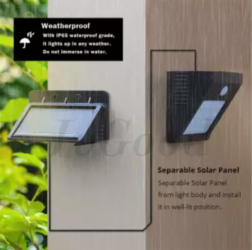 Outdoor Lighting Sensor Solar Wall light LED Solar Lights with Separable Solar Panel Waterproof Solar Powered Motion Sensor Light Wireless Security Lights Outside Wall Lamp for Driveway Patio Garden Path