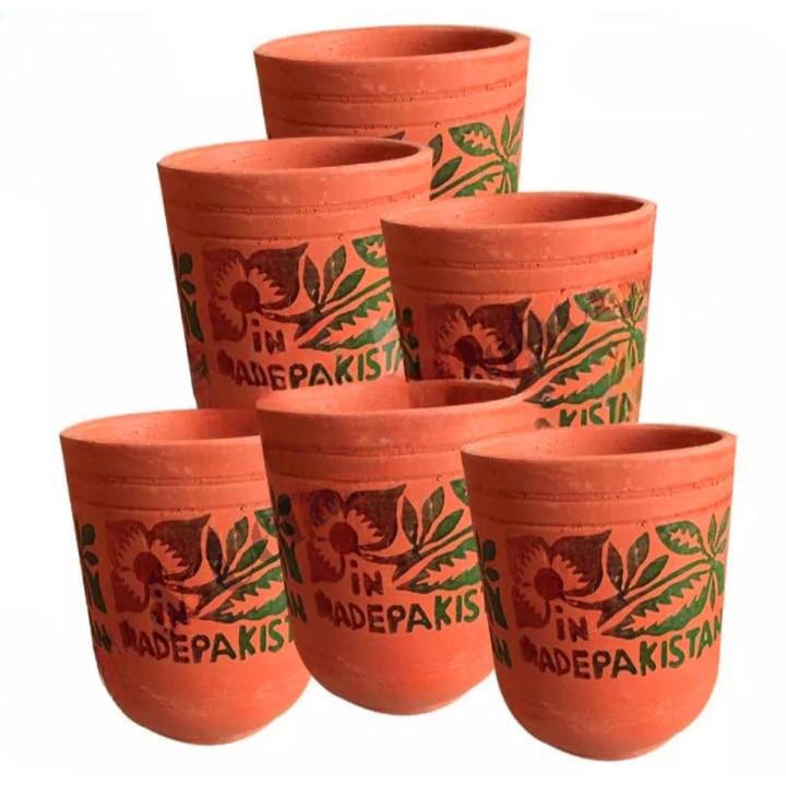 Clay Glass Set - 6 Glass| Clay Crockery Pots | Earthen Crockery Pots | Terracotta Crockery Pots