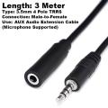 3 Meter - 3.5mm 4 Pole TRRS AUX Audio Extension Cable (Microphone Supported)- 3.5Mm Stereo Jack 3 Pole  Aux Audio Extension Cable. 