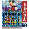 2501-12 Rolling crayon Twist Crayon - Pack of 12pcs different colours. 