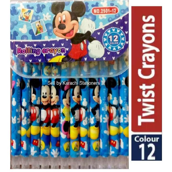 2501-12 Rolling crayon Twist Crayon - Pack of 12pcs different colours