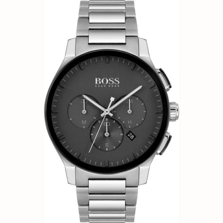 Hugo Boss Black Dial Silver Stainless Steel Chronograph watch For Men 1513762