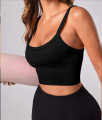 YOGA BASIC RIBBED KNIT CROP SPORTS CAMI TOP. 