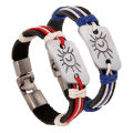 Qingwen  Sun Moon Tonghui Buckle Series Hemp Rope Leather Bracelet   Weave Vintage Cattle Leather Bracelet   Korean Jewelry Wholesale. 