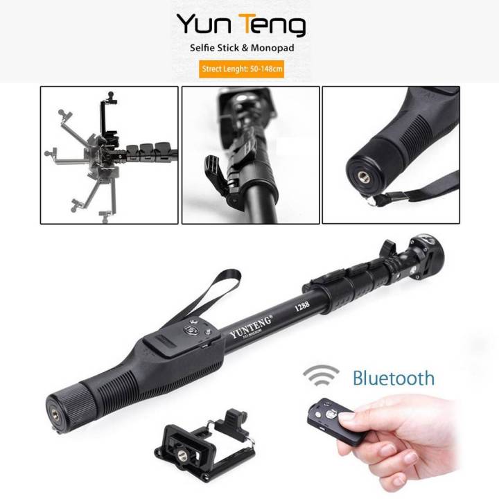 Original YunTeng 1288 Bluetooth Selfie Stick Extendable Handheld Monopod Tripod YT 1288 Portable Holder for Cameras and Phones