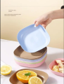 Plates - Colorful Square Plastic Dinner Plate Set (10 Pcs) with Stand | Snacks/Breakfast Plate. 