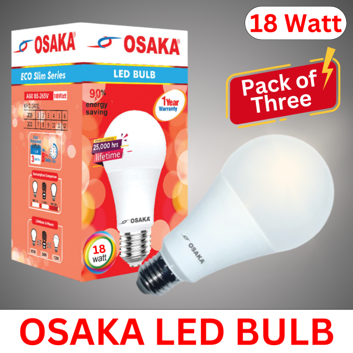 Pack of 3 OSAKA 18 W LED BULB | 220 V SUPPORTED | 3 X 18 Watt Osaka LED Bulb