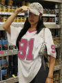 2025 New 2025 Summer New Retro No.91 Printed T-Shirt For Women V-Neck Short Sleeve Sports Football Jersey Y2K Loose Oversized Tops. 