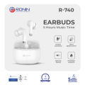 Ronin R-740 Earbuds, 13mm Driver & Bluetooth 5.3, Bass Sound, Touch Control & 5 Hours Battery, IPX4 Water-Resistant, 400mAh Battery Case & Sleek Design, Android & iOS Compatible, Clear Sound & Hands-Free Calls. 