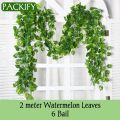 PACKIFY - Pack of 6 ,12 Artificial Money Plant  bail Leaves for Decoration - Artificial Leaf Bail Garland Vine for wall Hanging Decoration - Artificial Plants Leaves Green Colour for Office , Home Room decoration item. 