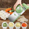 5-in-1 Stainless Steel Vegetable & Fruit Cutter - Multifunctional Kitchen Slicer for Onion, Potato, Carrot, Garlic | Manual Food Chopper with Hand Protector, Changeable Blades, Easy Salad Prep. 