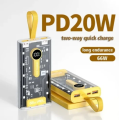 66W Transparent Digital Display 20,000mAh PD Power Bank With Ampere & Volt Meter. 