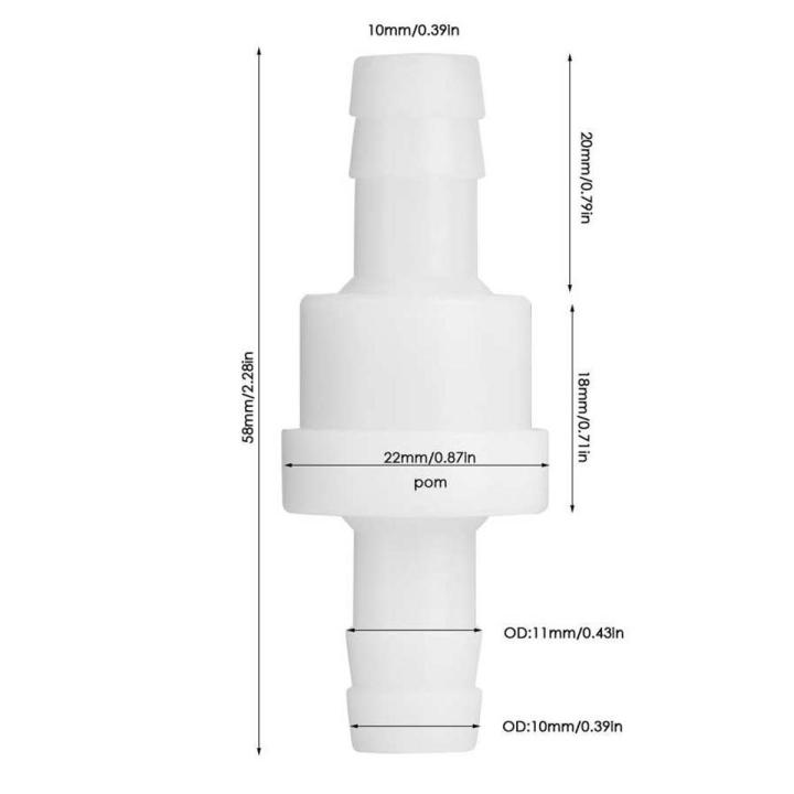 2PCS 10mm Plastic Check Valve Non-Return One Way for Gas liquid