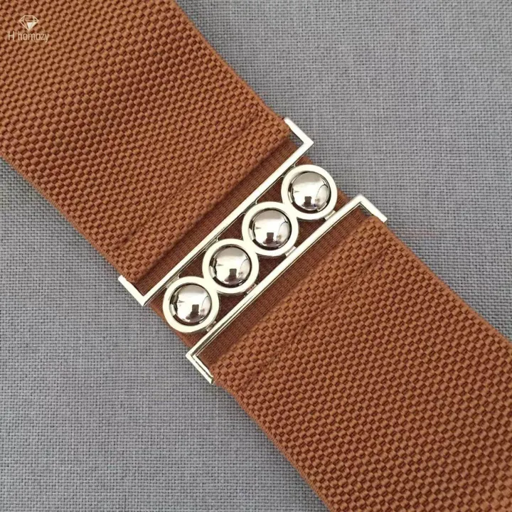 Wide%20Elastic%20Belt%20Elegant%20Dress%20Belt%20for%20Women%20Ladies%20Dress%20Accessories%20Brown%20-%20Image%204