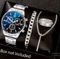 Pack of 4 Black Watch, Chain Bracelet, Ring, Bar Locket Set for Men/Boys. 