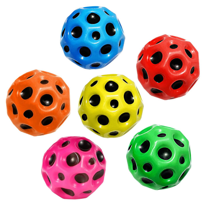 Useful Hole Ball Soft Bouncy Ball Anti Fall Moon Shape PU Extreme High Bouncing Ball for Kids Children Outdoor Games Sports Toys Pizazzazz