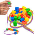 Threading Lacing Beads for Kids Toy for Pre School Beads with 4 strings Geometric Threading Puzzle Cognition Toys. 