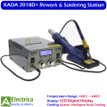 KADA 2018D+ 2-in-1 Hot Air Rework and Soldering Station with LED Display, Fast Heating, Temperature Control & Auto Cooling System by Electrica. 