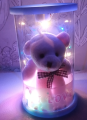 Teddy bear glass showpiece with led pack of 1. 