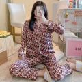 Pack of 2 Couple Night Suit Set, Men and Women Silk Night Dress / Printed Trouser Shirt Soft Material Nighty Set for Both Women and Men - Silky Satin Pajama Sets Button Down Sleepwear Loungewear.(It come in different colors and design, so we may send any). 