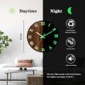 Alhafiz walls Presents The Night Light Wall Clock, Big size Glow in The Dark / This clock glow and shine in the night and makes the room or home beautiful / Wooden Wall Clock, Luminous Wall Clock for Bedroom, Living Room, Kitchen- / Best of luck. 