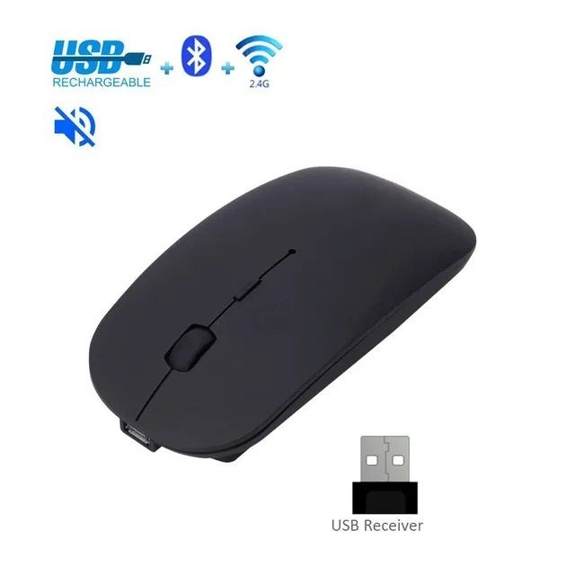 Rechargeable Bluetooth Mouse & Wireless Mouse 2.4G Silent Mode Rechargeable 2in1 Dual Mood BT Wireless Mouse Portable Mouse for Laptop Led Office Games Pc