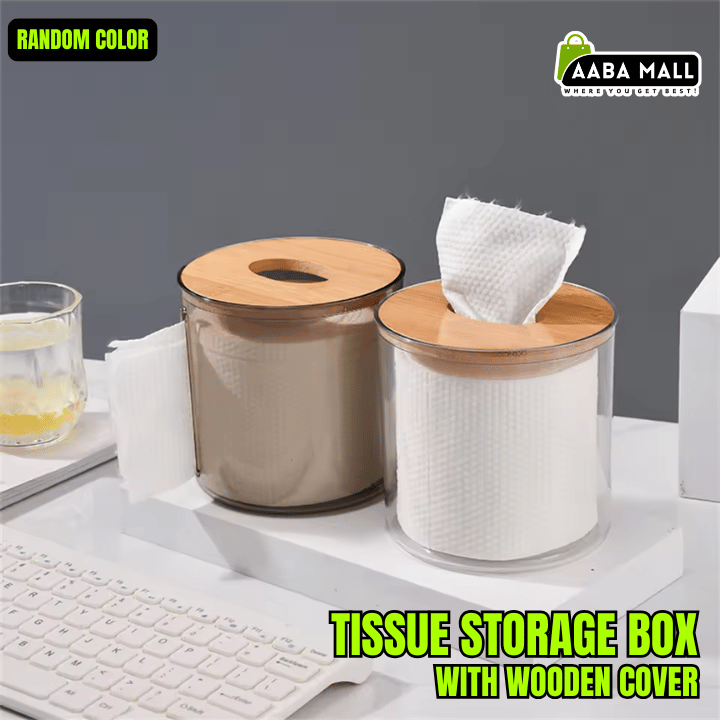 Tissue Storage Box with Wooden Cover – Roll Paper Dispenser & Desktop ...