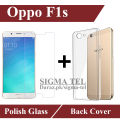 Oppo F1s Polish Tempered Glass Screen Protector And Soft Crystal Clear Transparent Back Cover Case 2 in 1 Combo. 