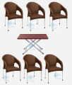 Set of 6 Sofa Plastic Garden Chairs & 1 Heavy-Duty Folding Table. 