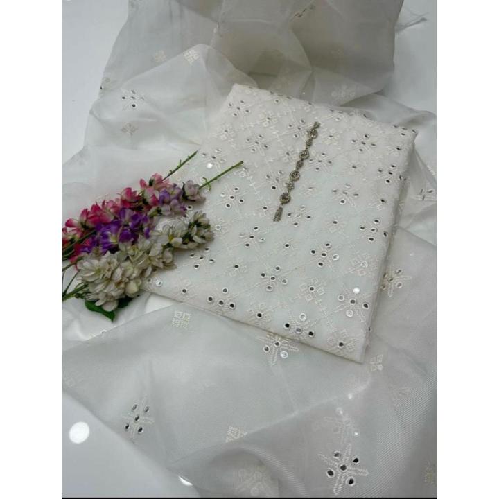 SANIA.B |Most Demanded Article 2023| 2Piece Net Plastic Mirror Worked Shirt And Dupatta