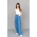 Genie Cairo Mid Wash Denim Cargo Jeans/Pants for women & girls. 