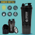 Syedna Ecommerce 3-in-1 Spider Protein Shaker Bottle - 500ml Capacity - BPA-Free Plastic - Temperature-Proof - Leak-Proof Bottle - Premium Quality Design - Perfect for Gym, Sports, Water, Cycling, Fitness Men & Women. 