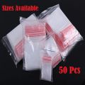 50 Pcs Resealable Airtight Zip Lock Clear Plastic Bags Multiple Sizes. 