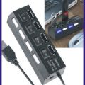 4 PORTS USB HUB SPECIAL WITH BUTTON AND LIGHT ON EACH PORT , HUB , USB HUB. 