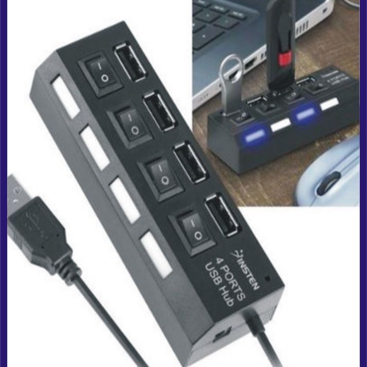 4 PORTS USB HUB SPECIAL WITH BUTTON AND LIGHT ON EACH PORT , HUB , USB HUB