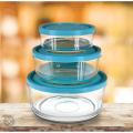 Set of 3 Piece Glass Mixing/Storage Bowls with Plastic Lid. 