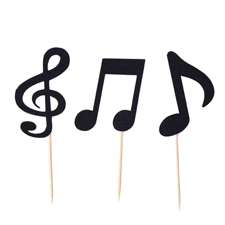 30 Pcs Music Notes Themed Cupcake Topper Paper Cake Inserts Card Wedding Cake Topper Decoration