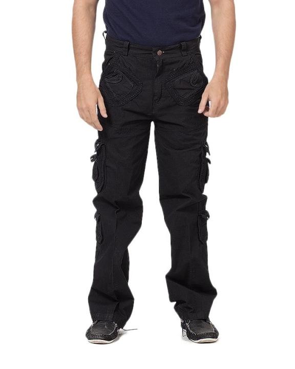 Black - Cotton - Chino Trouser for Men