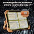 100W LED Outdoor Rechargeable Solar Flood Light Portable LED Reflector Rechargeable Spotlight Building Lamp. 