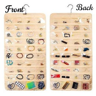 Jewelry Organizer 80 Pocket Jewelry Organizer Closet Organizer Hanging Storage Double Sided Jewelry Organizer hanging Jewelry Organizer Pockets Hanger Hanging Jewelry Organizer,Double Sided Storage with Hanger Pockets for Holding Necklace Bracelets Rings