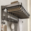 Gun gray towel rack bathroom punch-free space aluminum bath towel rack integrated pendant set toilet bathroom storage rack. 