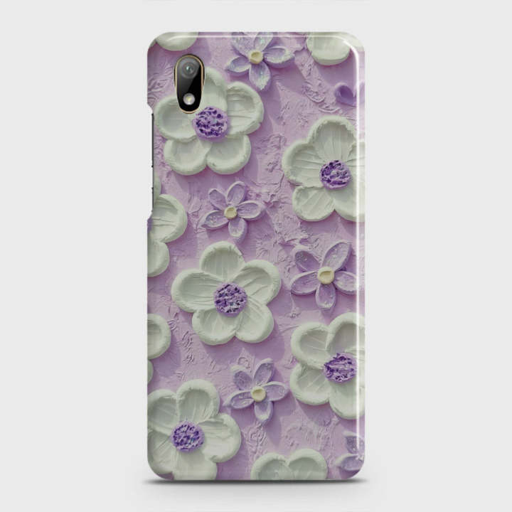 Honor 8S 2020 Cover - Floral Series - Design 4 - Purple & White - Matte Finish - Snap On Hard Case with LifeTime Colors Guarantee