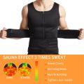 Men Sweat Sauna Vest Zippered Body Shaper Vest Corset Training Suit Chlorine Fiber Waist Trainer Vest For Fitness Slimming Vest. 