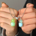 1Pair Cute Luminous Turtle Heart Magnetic Pendant Necklace For Women Men Couple CHAINI. 