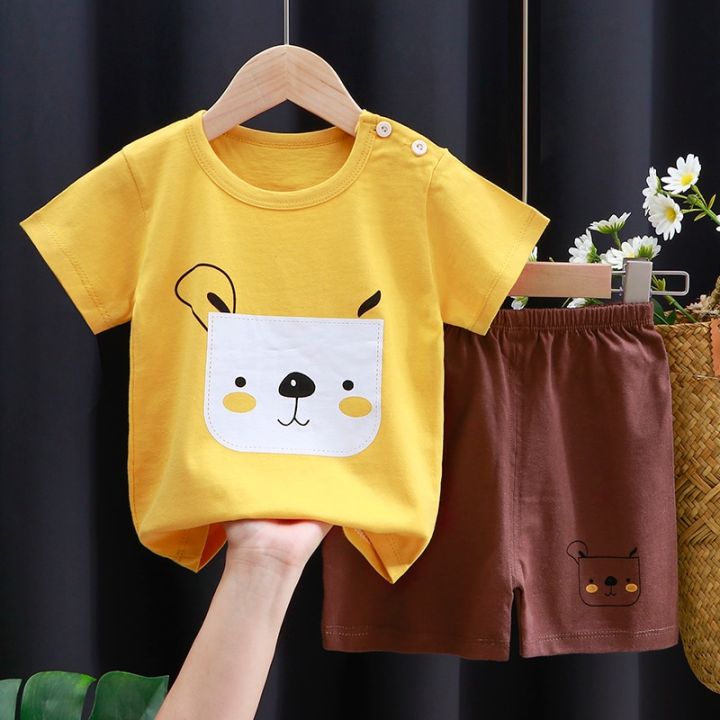 Kids Clothes Set Baby Boy Girl T Shirt Shorts Summer Clothing Cotton Cartoon Casual Boys Tracksuit Children Baby Clothes Set