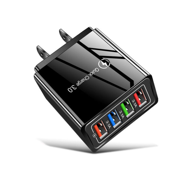 Ulti-Charger QC 3.0 USBC Power adapter Color 4-Port with Fast Charger 3A Tablet Travel Charger US EU and UK Black or White